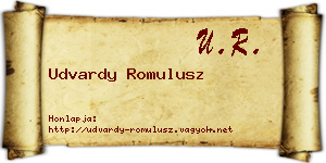 Udvardy Romulusz névjegykártya